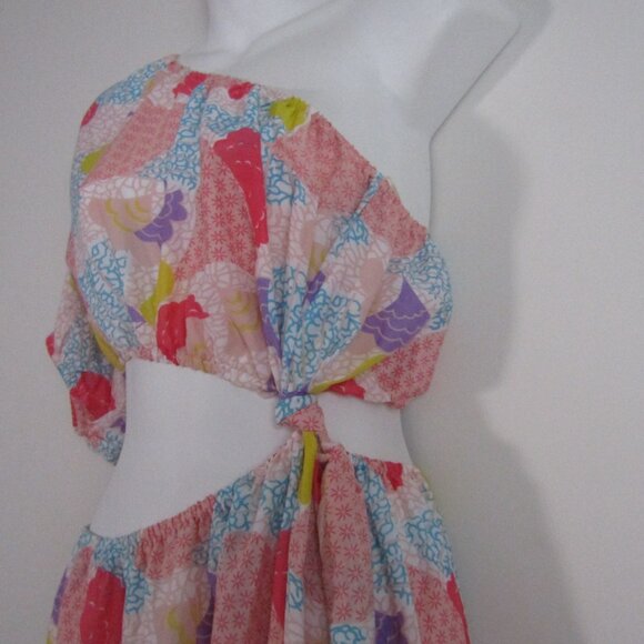 America & Beyond Mixed Floral Maxi Dress Large Cutout Flowy - Picture 3 of 6